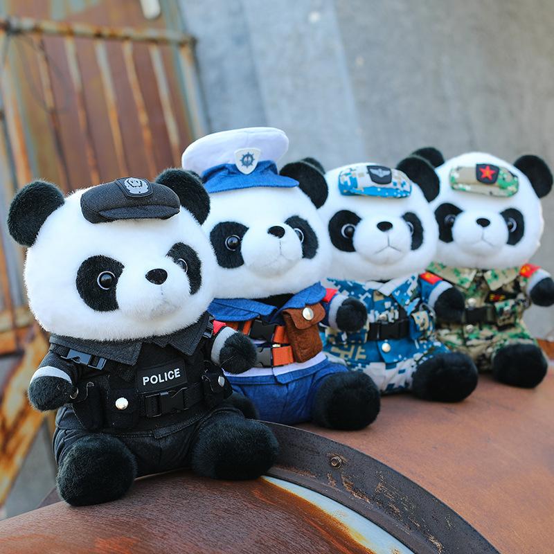 Giant panda plush toy doll sea, land and air special police soldier doll soldier brother soldier panda souvenir gift