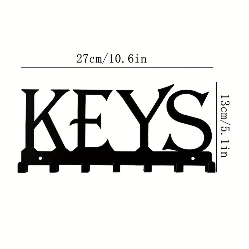 Forged Iron Key Holder Wall Mount 7 Hook Black Metal Entryway Organizer