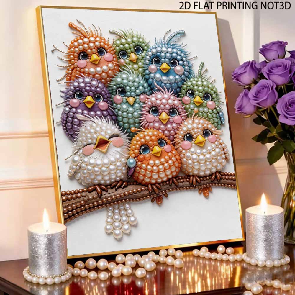 Unique DIY Pearl Gem Painting Kit 30x40cm Cute Little Bird Frameless Art Perfect Handmade Gift for Adults Home Wall Decor for Any Occasion
