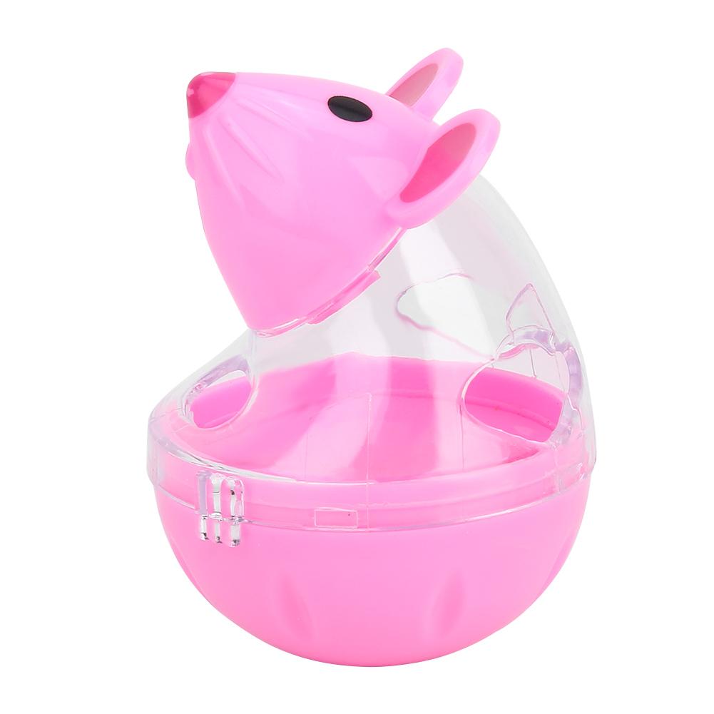 

Pet Cat Dog Leakage Feeder Slow Food Dispenser Mice Tumbler Design Ball Toy Pinkish