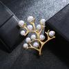 Luxury temperament dumb gold brooch female morrow plant pearl flower pin suit simple brooch with jewelry