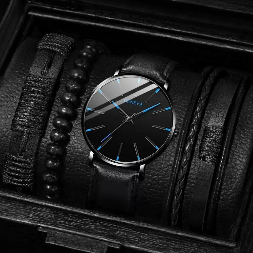 Watch Men S Fashion Quartz Watch Ultra-Thin Watch Watch Belt Bracelet Set Men S Watch