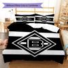 Borussia Monchengladbach Black White Stripe Logo 3Pcs Bedding Set, Duvet Cover & 2 Pillowcases, Football Bed Linens, No Comforter No Pillow Core