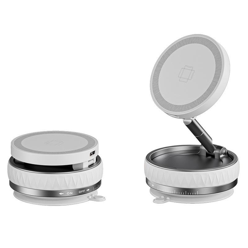 15W Wireless Car Charger Mount,Magnetic Vacuum Suction 360° Rotatable Foldable Portable Multi-Scenario Phone Stand for All Phone