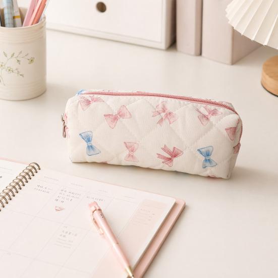 Jijijing Bow/Floral Pencil Case, Large Capacity Pouch, Waterproof Stationery Perfect Gift for Students Kids And Friends