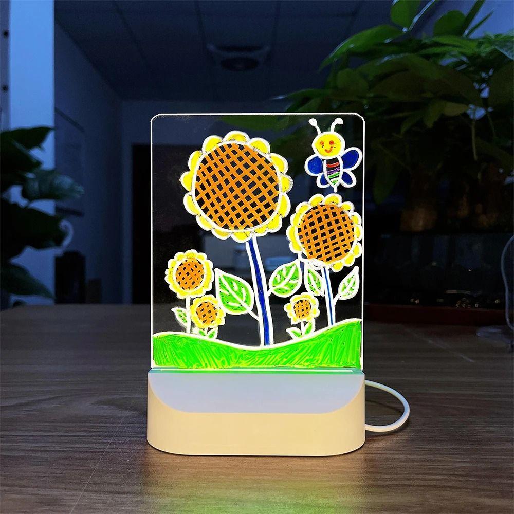 

Creative LED Drawing Board With Night Light Erasable Acrylic Filled Chalkboard Home Decoration Style 1-Single Color Lamp