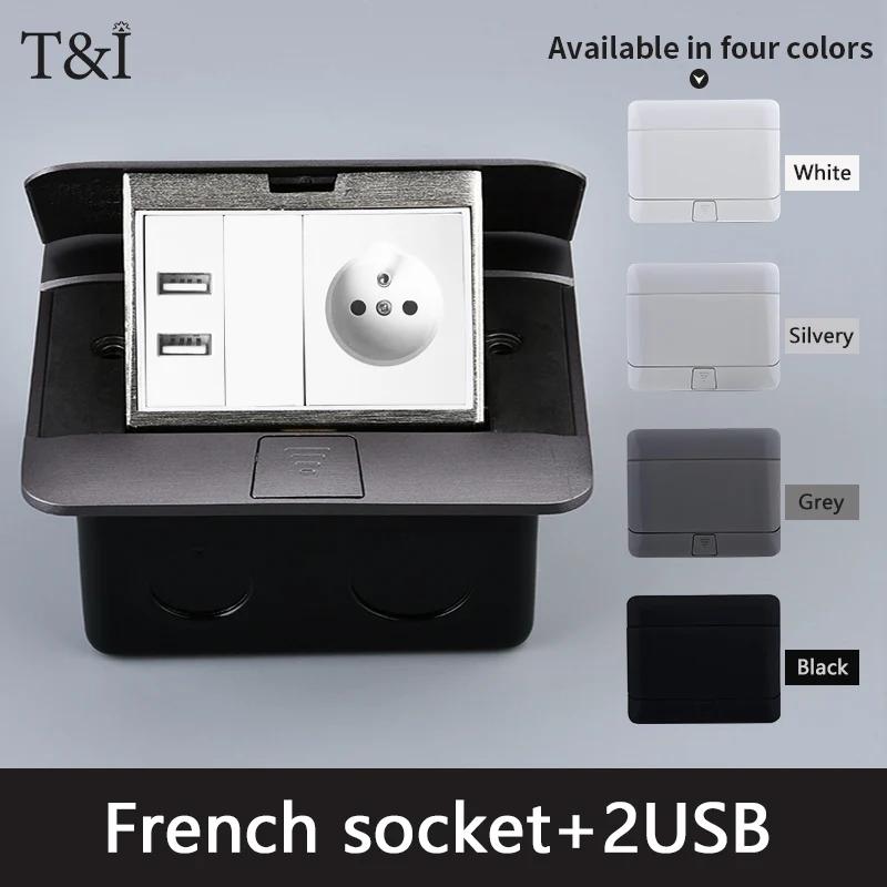Hidden Ground PLUG Socket,Power Sockets With USB Charge Port,16A Russia Eu FR HDMI Standard POP-UP Floor Outlets 146x120mm