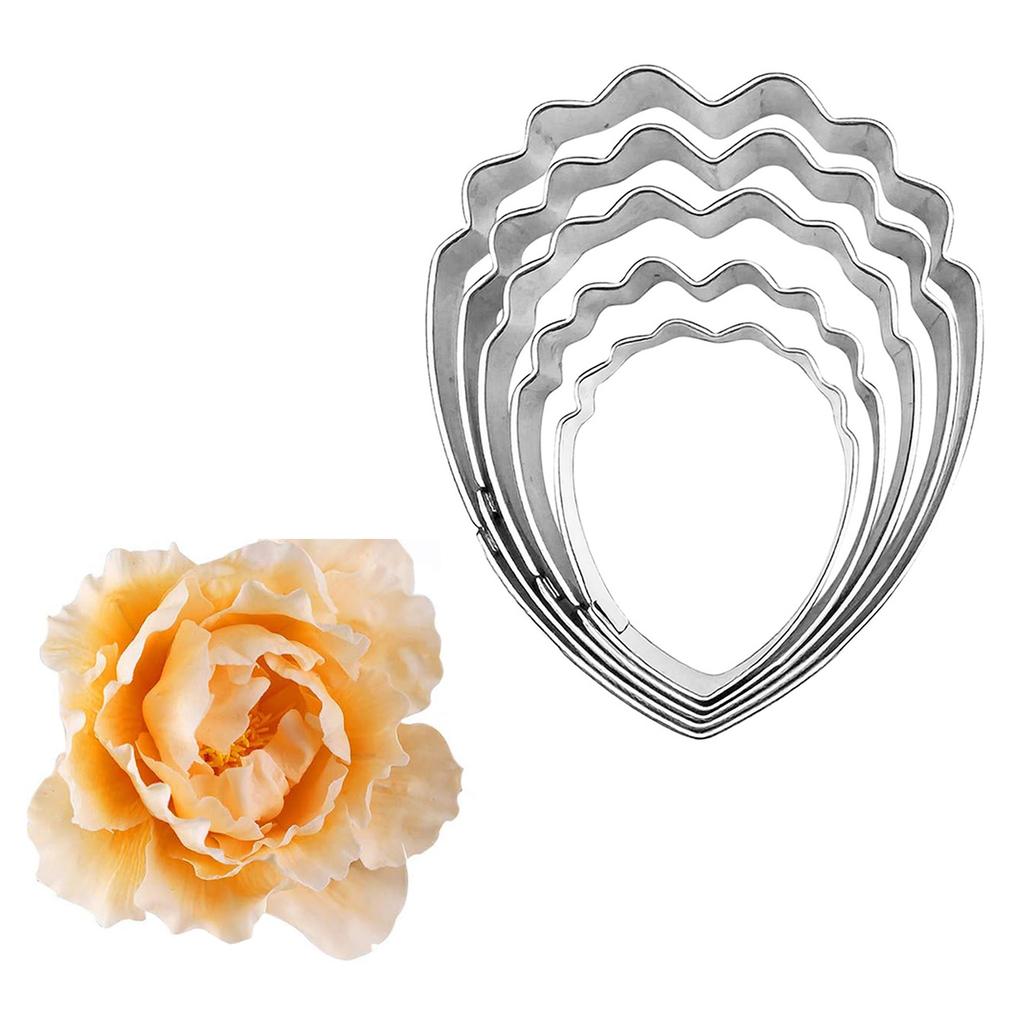 Baking Molds with Stainless Steel Peony Petals Cutter Gumpaste and Chocolate Cake Decorating Mould Kitchen Accessories