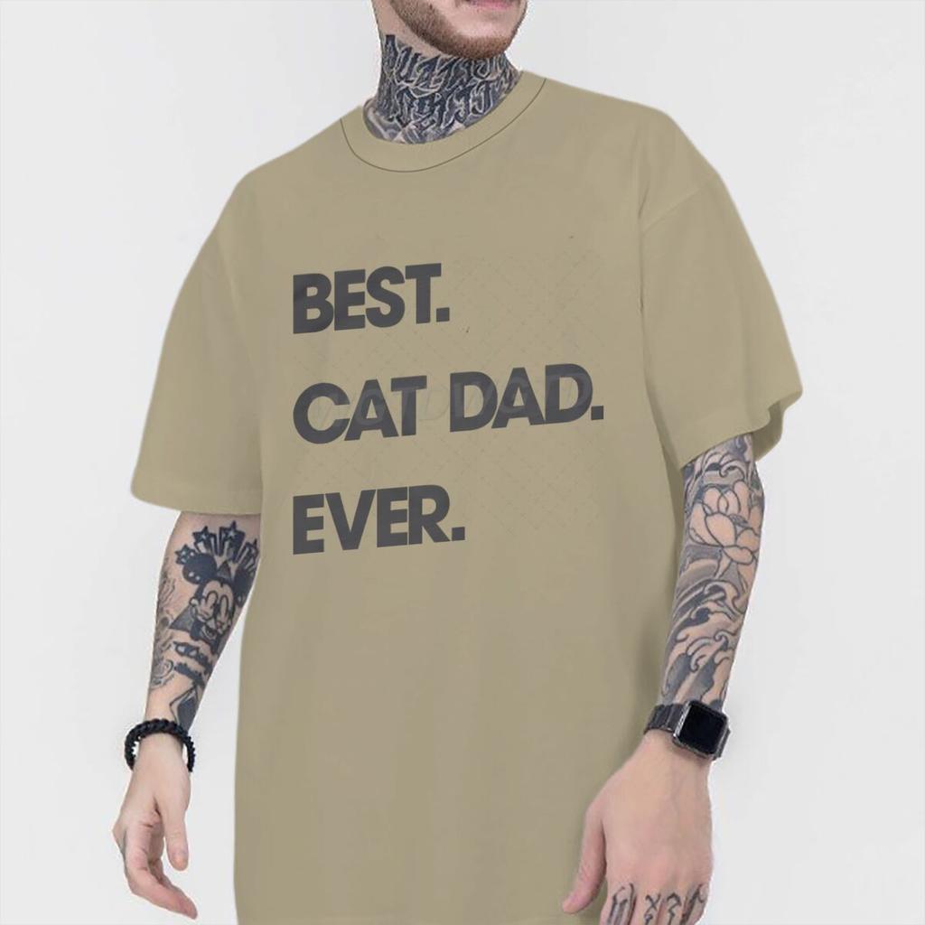 Best Cat Dad Ever Letter Print T Shirts Classic Retro Animal Lover Gifts Tees Male Short Sleeve Cotton Tees Fun Homme Camiseta