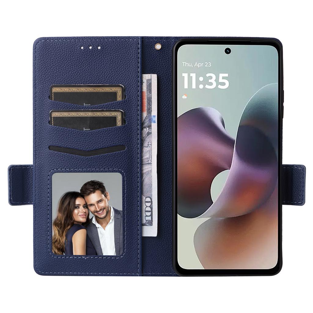 For Motorola Moto G56 5G Case with Wrist Strap Litchi Texture PU Leather Wallet Phone Cover