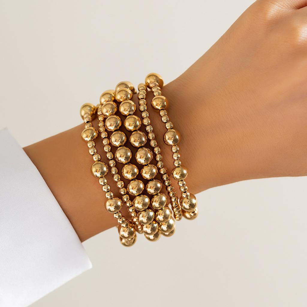 Boho Sweet Imitation Pearl Mixed Round Pearl Bracelet Women's Multi layer Elastic Thread Girls' Jewelry