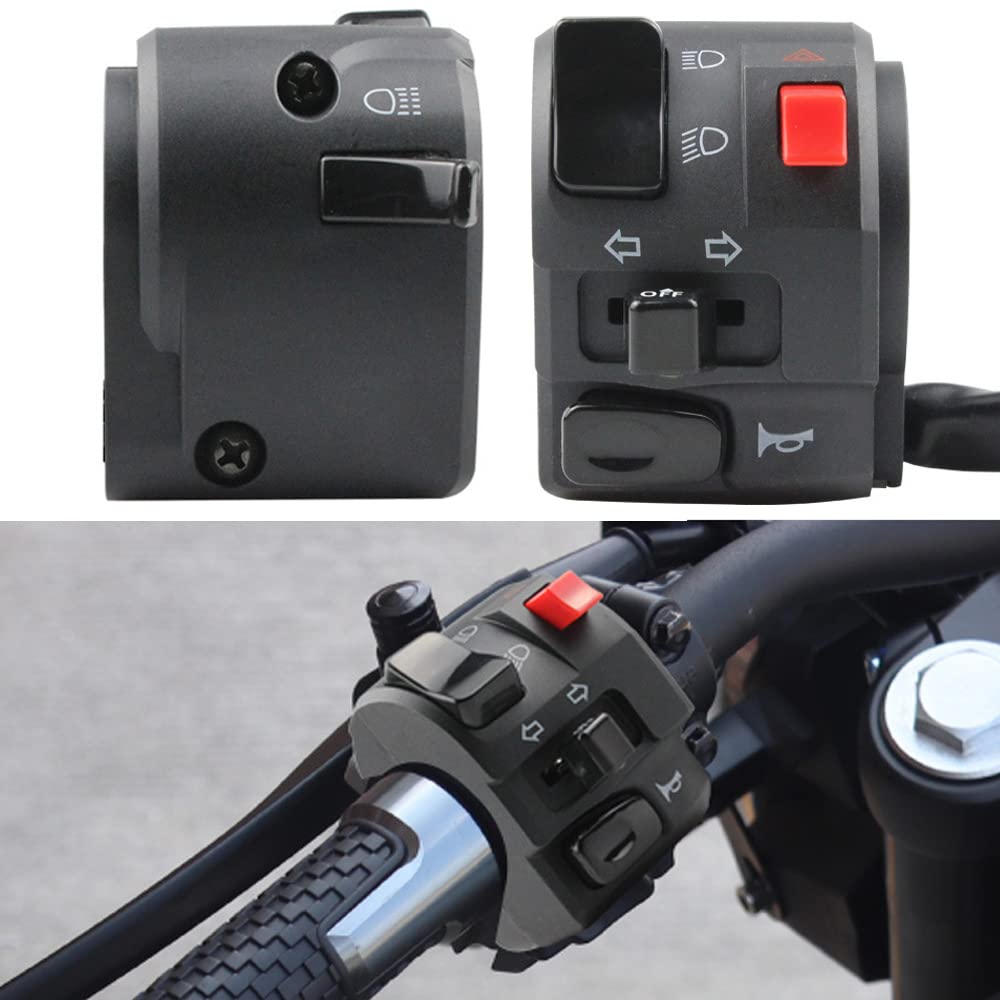 YFFSFDC Motorcycle Handle Switch 7/8" 22mm Motorcycle Handle Left Switch Low Beam High Beam