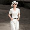 Damen Sommer POLO-Kragen Strick Kurzarm Top