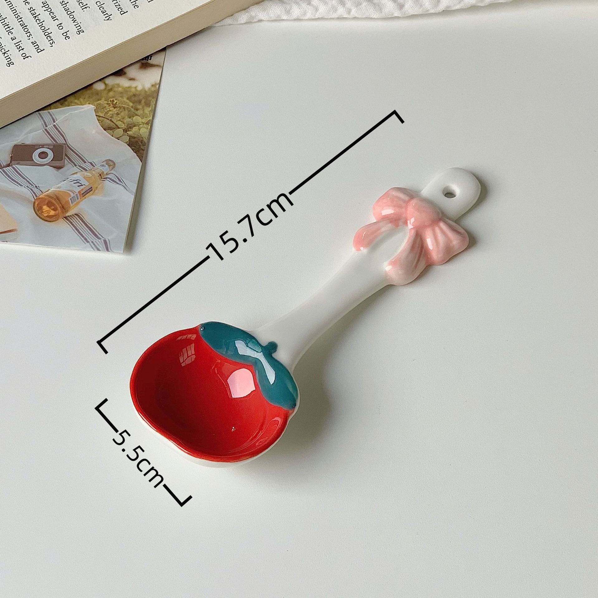 Dessert Spoon Korean Style Creative Cute Ins Ceramic Household Dinnerware Afternoon Tea Ice-Cream Coffee Mixing Spoons Tableware