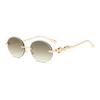 Europe and the United States gradual change frameless sunglasses oval frame fashion street shot anti-ultraviolet sunglasses retro trimmed sunshade gla