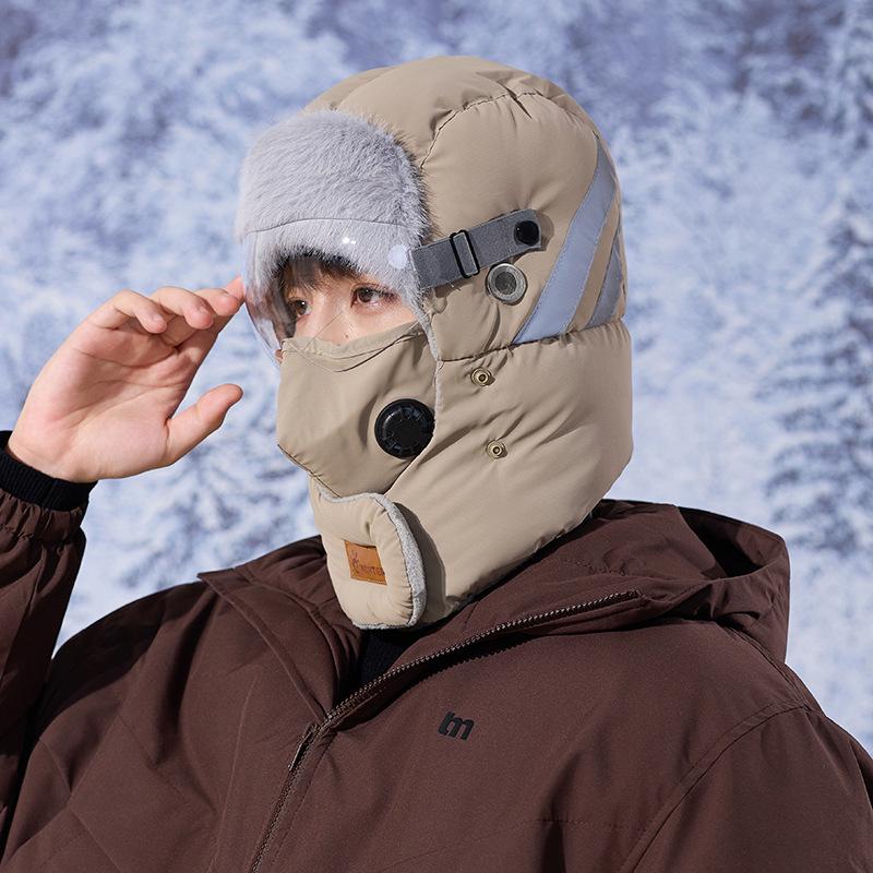 Unisex Winter Lei Feng Hat with Cycling Face Mask & Ear Muffs - Windproof, Cold-Proof for Outdoor Activities