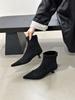Korean niche fashionable suede thin heel short boots women's 2025 autumn and winter new commuting versatile zipper thin boots
