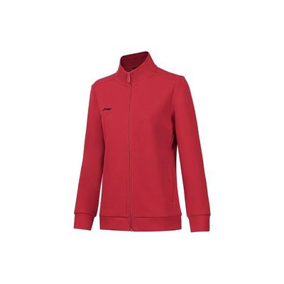 Li Ning Fitness Series Solid Color Stand Collar Zip-Up Sports Hoodie Women Hoodies Bull-Red AWDT980-2