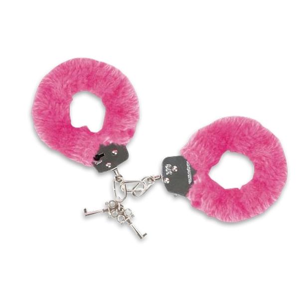 Sexy Erotic Naughty Fur Handcuffs 2 Keys Red