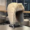 Vintage Pu Leather Pilot Hat Thicked Ear Protection Hat Neutral Winter Ski Cap  Cycling