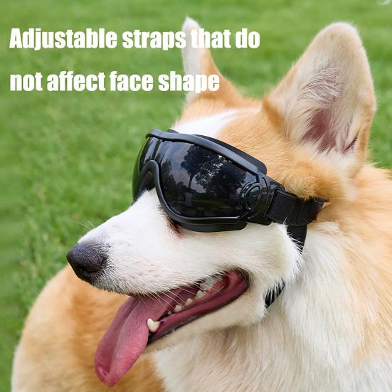 Hunde Sonnenbrille UV-Schutz Winddicht Hundeschutzbrille mit verstellbarem Riemen Outdoor für kleine, mittlere und große Hunderassen Anti-UV-Brille