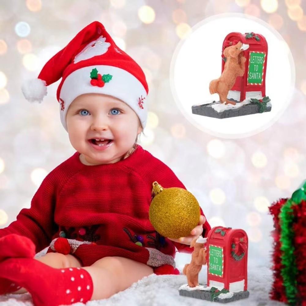 Cartoon Little Red Dog Santa Mailbox Villages Sets Christmas Mailbox Living Room Bedroom Tabletop Figurine Village Accessories