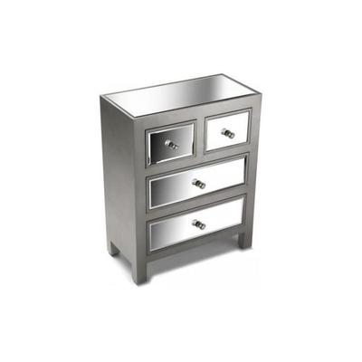 Bedside Table - DECLIKDECO - MASALA - 4 Drawers - Wood - Grey - H 62.5 X W 49.5 X D 25 Cm