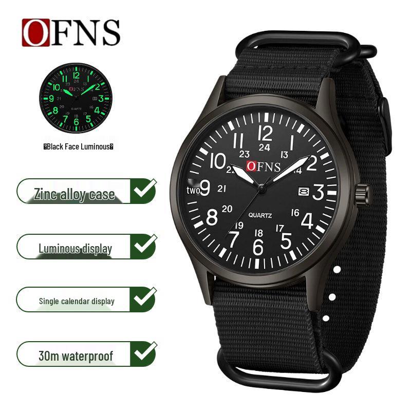 OFNS Unisex Quartz Exam Watch: Simple, Waterproof, Calendar, Fluorescent.