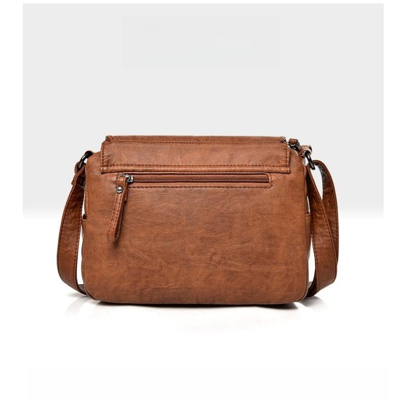 Dámská měkká PU kůže Vintage stylová crossbody taška