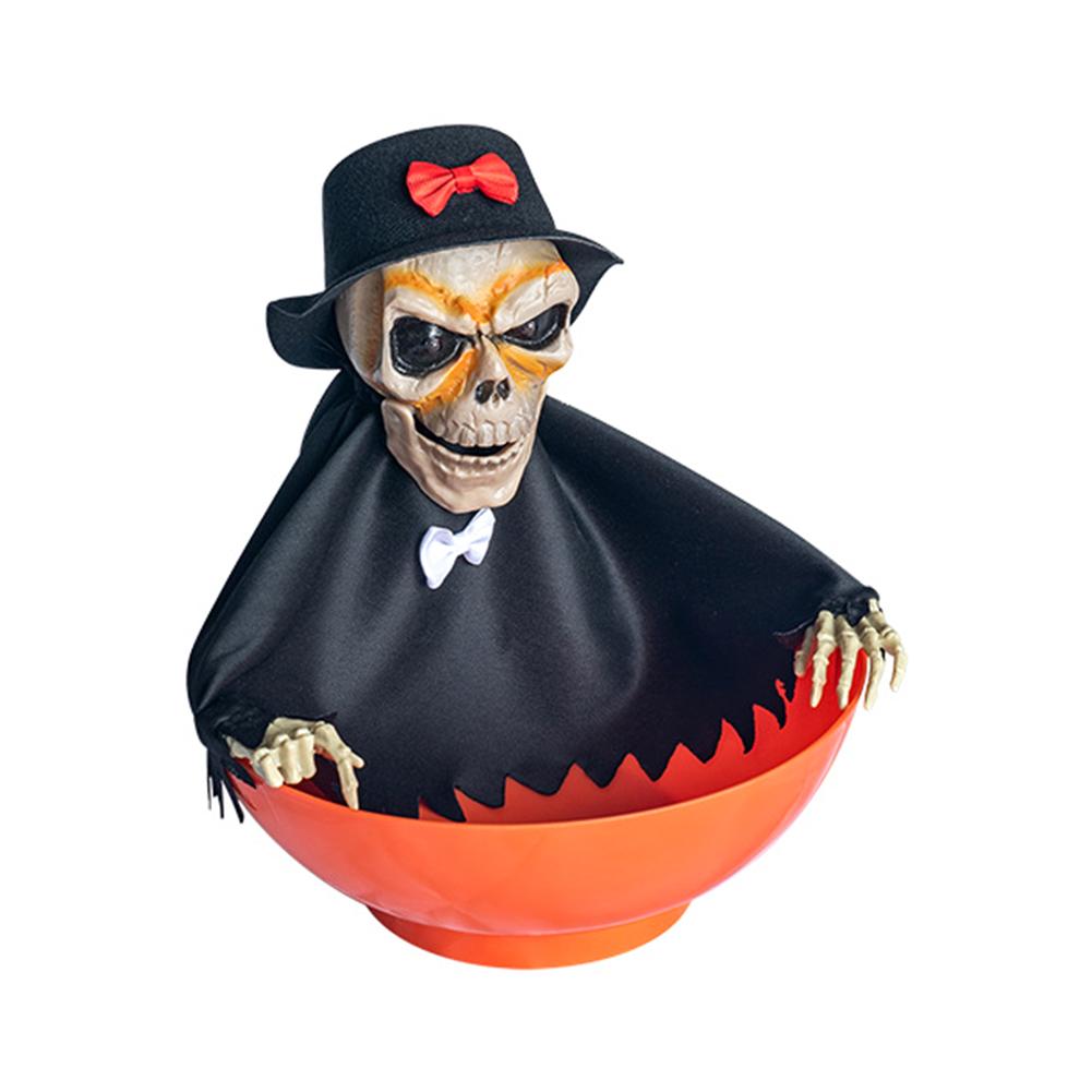 Halloween Dekoration Elektrische Frucht Süßigkeiten Schüssel Beleuchtet Sensorisch Schwingend und Sprechend Elektrisches Skelett Spielzeug