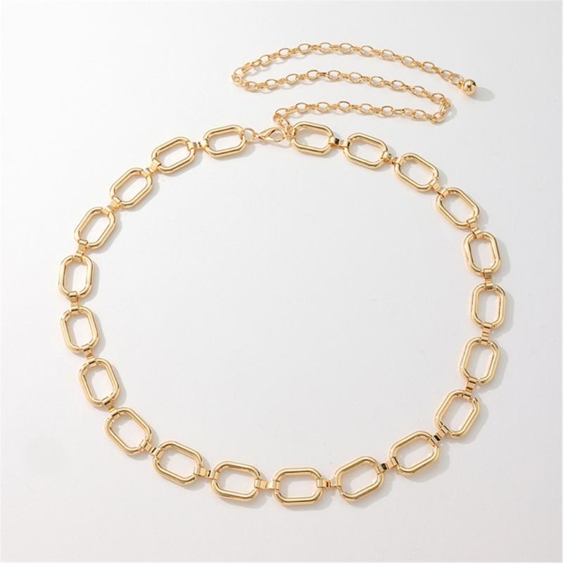 Geometry Oval Waist Chain for Women Girl Body Chain Jewelry Belly Chain Adjustable Dress Chain Belt Waist Accessories