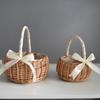 Handwoven Flower Girl Basket Natural Bamboo Rattan for Wedding Decor Multipurpose Home Centerpiece & Storage Eco-Friendly Gift
