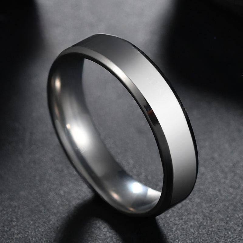 Men's Stainless Steel 6MM Plain Plate Ring with Fine Markings
