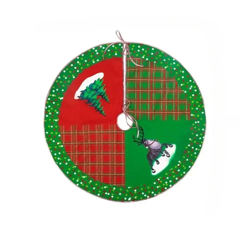 60/70/90cm Christmas Tree Skirt Red Christmas Tree Foot Cover Santa Claus Snowflake Christmas Tree Carpet Base Mat Decorations