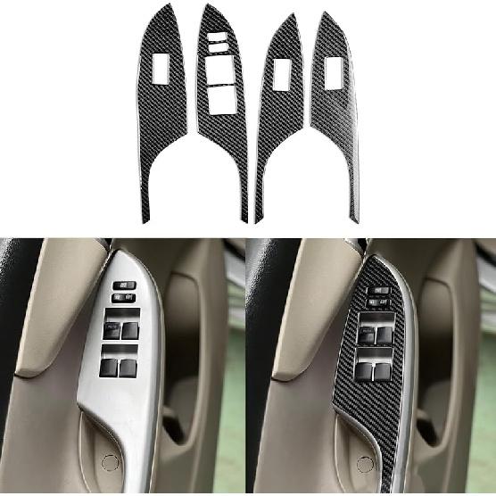 Real Premium Carbon Fiber Car Center Console Gear Shifter Transmission Panel Cover Sticker Auto Interior Accessories Compatible with Toyota Corolla