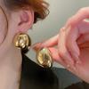 Punk Fashion Metal Smooth Big Oval Stud Earrings for Women Exaggerated Hollow Ball Geometric Drop Earring Jewelry Gift