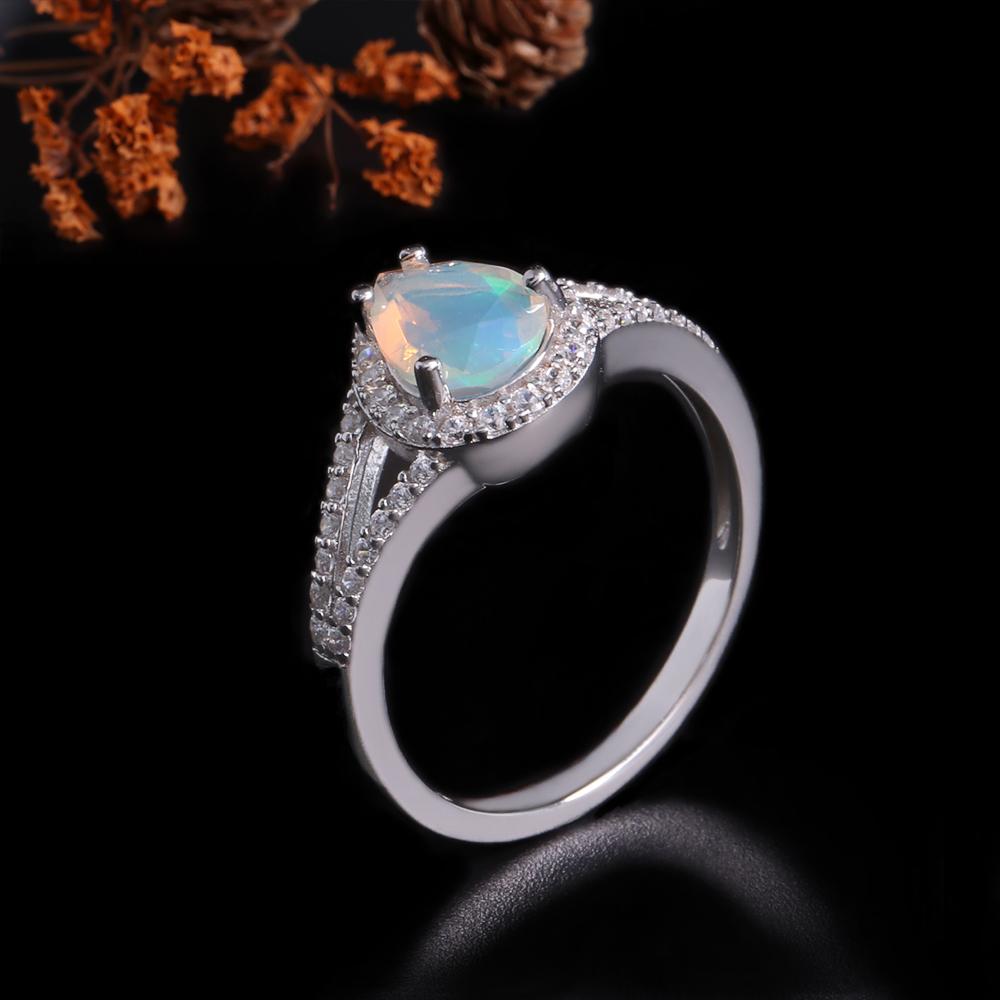 925 Sterling Silver Jewelry Set with  Ethiopia Opal Gemstones Fine Jewelry Earrings Pendant Ring for Women Daily Wear Nice Gift
