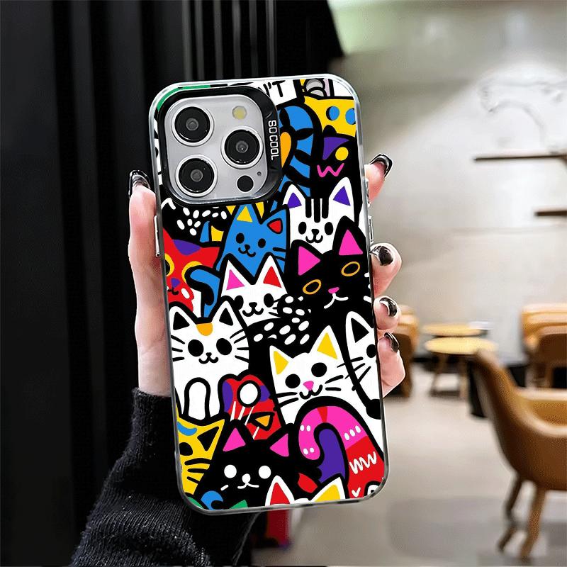 Cartoon Cute Cats Theme Soft Phone Case for iPhone 15 16 17 Pro Max 17Air 16E 14 Plus 13 12 Mini Shockproof Cover Back Shell