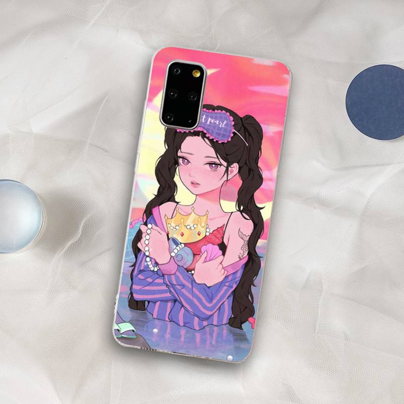 INS Kawaii Japanese Anime illustration Girl Phone Case for Samsung S21 A10 for Redmi Note 7 9 for Huawei P30Pro Honor 8X 10i