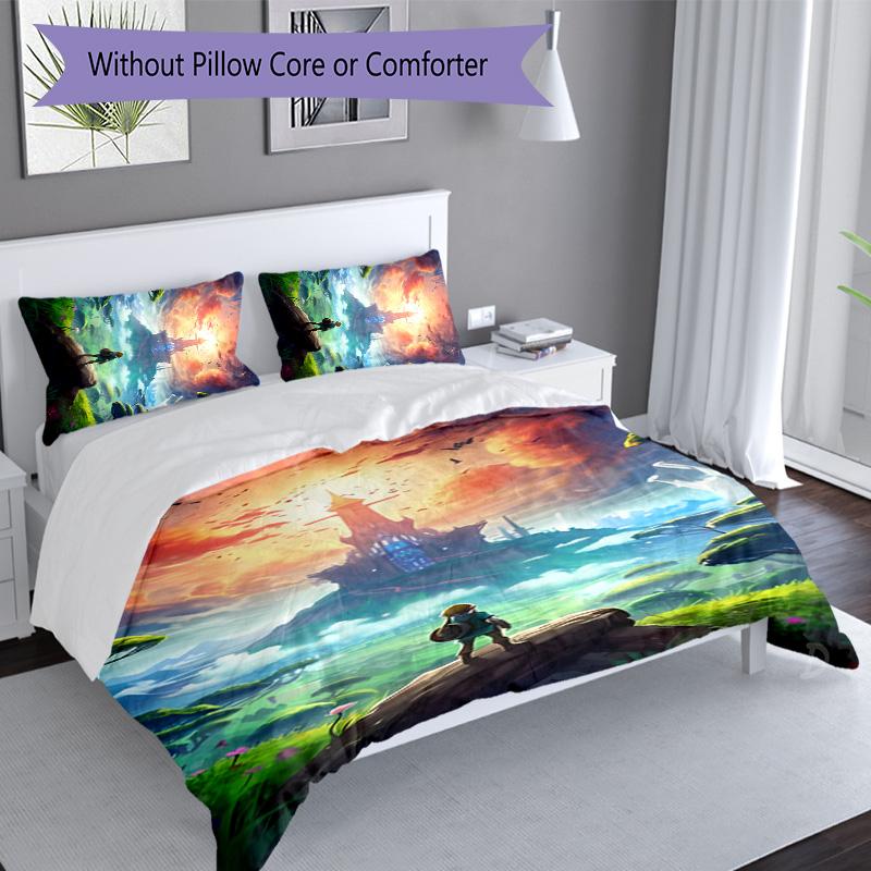 3pcs Cartoon Z-Zeldas pattern bedding set duvet cover set includes duvet cover &pillowcases, perfect all season bedroom decoration & gift