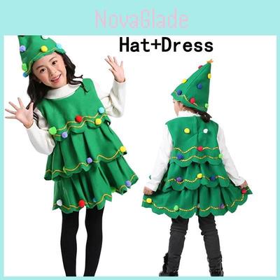 Fantasia de Árvore de Natal Para Crianças e Adultos Roupa Listrada Autêntica Para Cosplay