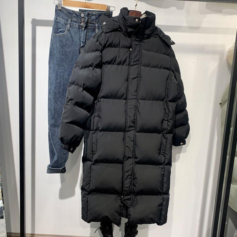 Mid-length Down Cotton-padded Jacket for Women Winter New Style Over-the-knee Student Loose Large Size Thickened Cotton-padded Jacket Coat Bread Suit