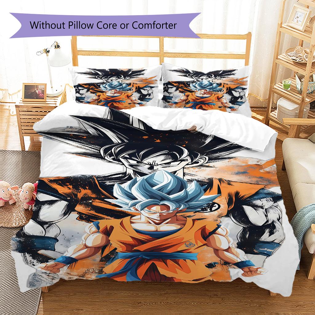 Biancheria da letto con motivo Son Goku, Set piumone Copripiumone Federa Regalo di compleanno per la casa (1 * copripiumino + 2 * federa, senza nucleo)