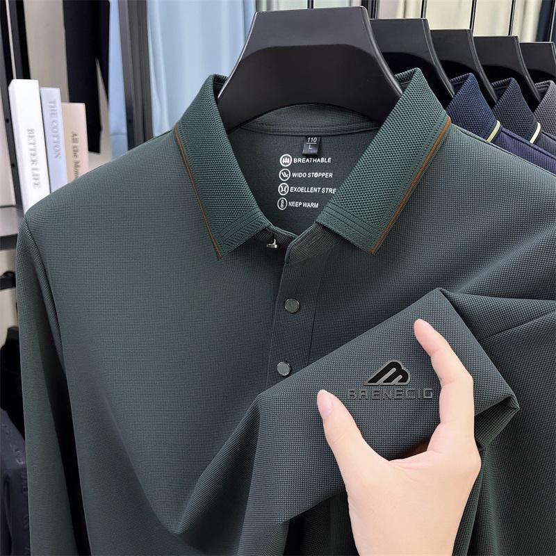 

Мужская футболка с длинным рукавом, рубашка с воротником, рубашка-поло, весна-осень 2025, новая, повседневная одежда, логотип лошади 2XL