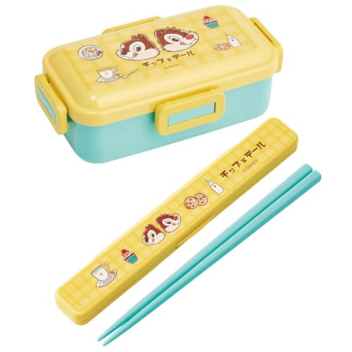 Skater Chopsticks and Chopstick Case Set, Disney Chip & Dale Cafe Retro Design, 18cm, Antibacterial, Adult Size, Made In Japan, ABC3AG-A