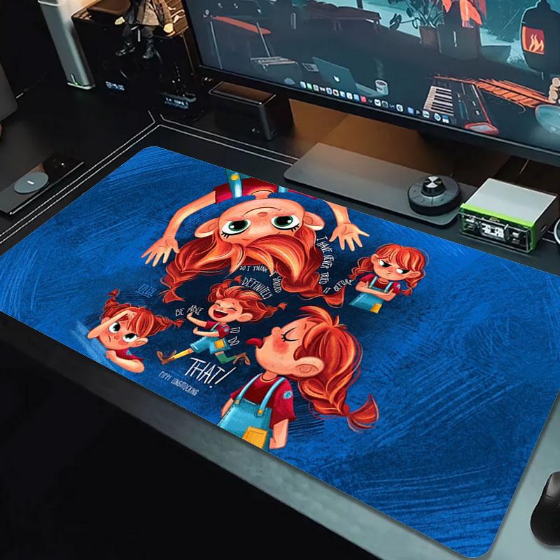 Pippi Longstocking Large Size Mouse Pad Large Gaming Table Cushion Non-slip Laptop Tablet Big Mousepad XXL Mat Mini PC Playmat With Lock edge