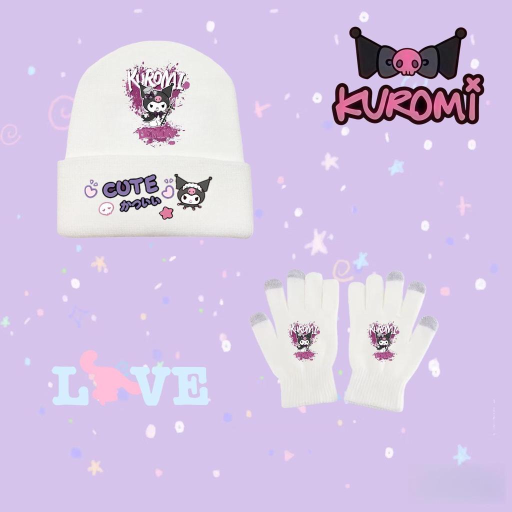 Kuromi Knit Hat & Gloves Set for Teens - Warm, Stylish & Fun