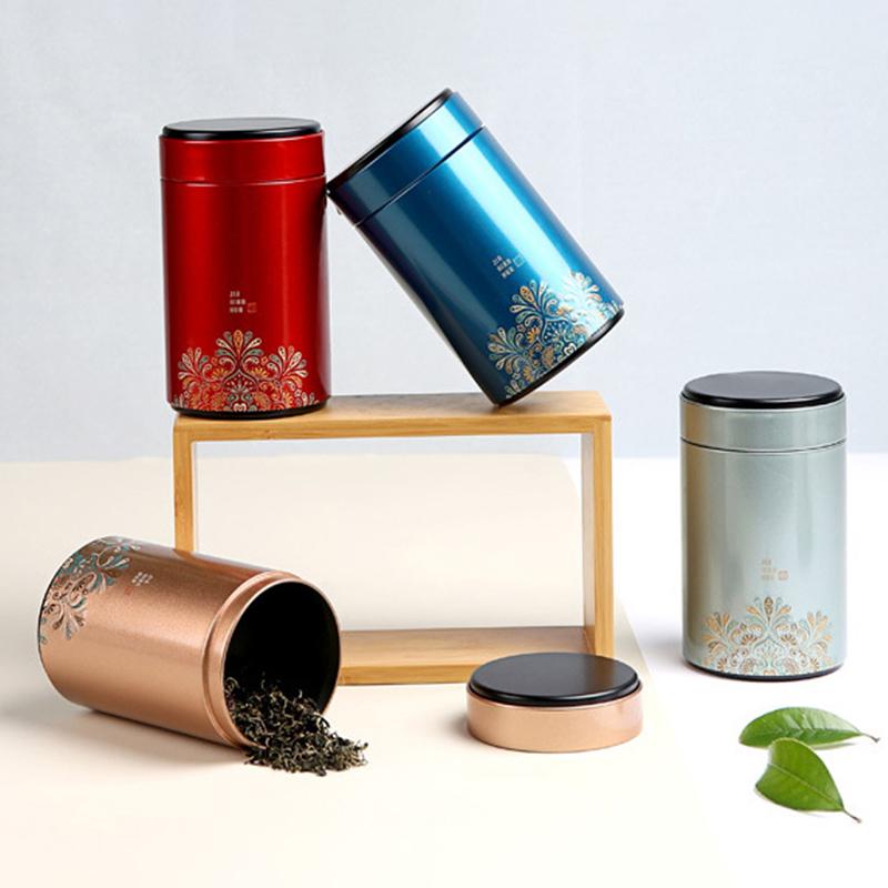 Portable Small Tea Packaging Box Tinplate Storage Can Exquisite Prints Empty Tea Tin Can Household Green Black Tea Sealed Jar