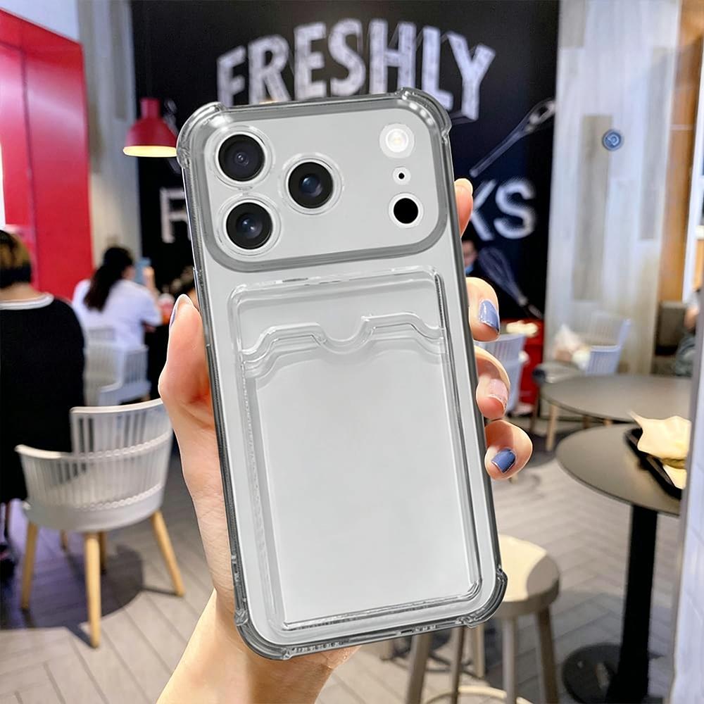 Clear Wallet Card Holder Case for Iphone Air 17 E 16 Pro Max 15 Plus 14 13 12 Mini 11 Xr Xs Max 17Pro Shockproof Slim Fit Protective Soft Wallet Cover