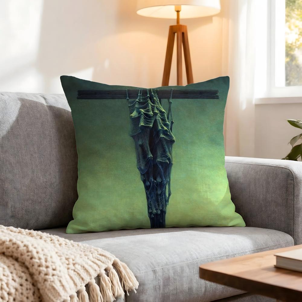 Artist Zdzislaw Beksinski Cushion Cover 1Pcs Decorative Covers Soft Cushion Case For Sofa Couch Decor 40X40 45X45 Pillowcases